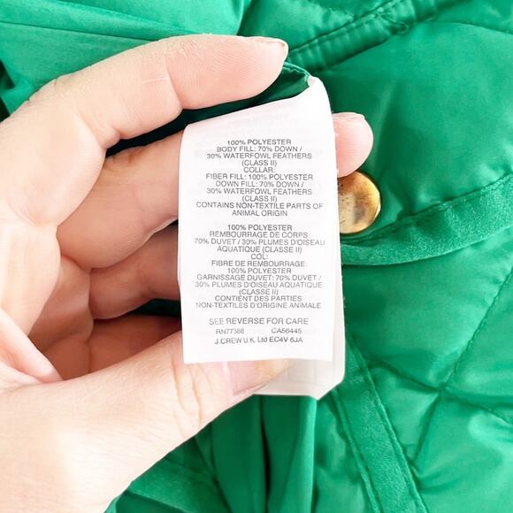 J. Crew Full Zip Stand Collar Down Puffer Excursion Vest Kelly Green Small - Picture 5 of 5